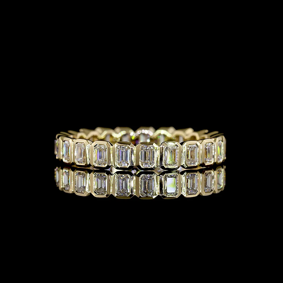 0.98 Cts 14k Yellow Gold Emerald Shape Eternity Band Eternity Band - Video