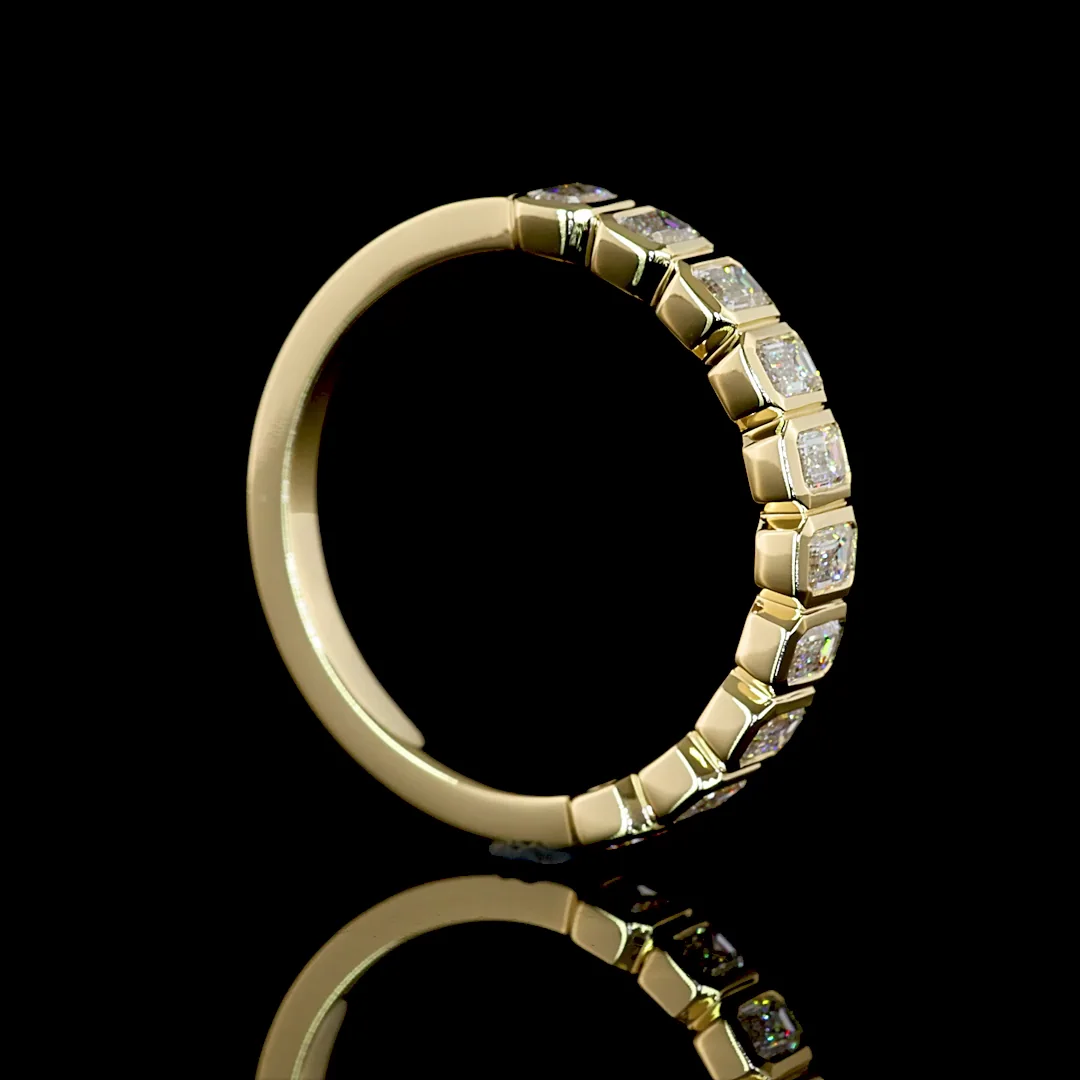 0.81 Cts 14k Yellow Gold Emerald Shape Half Eternity Eternity Band - Image 2