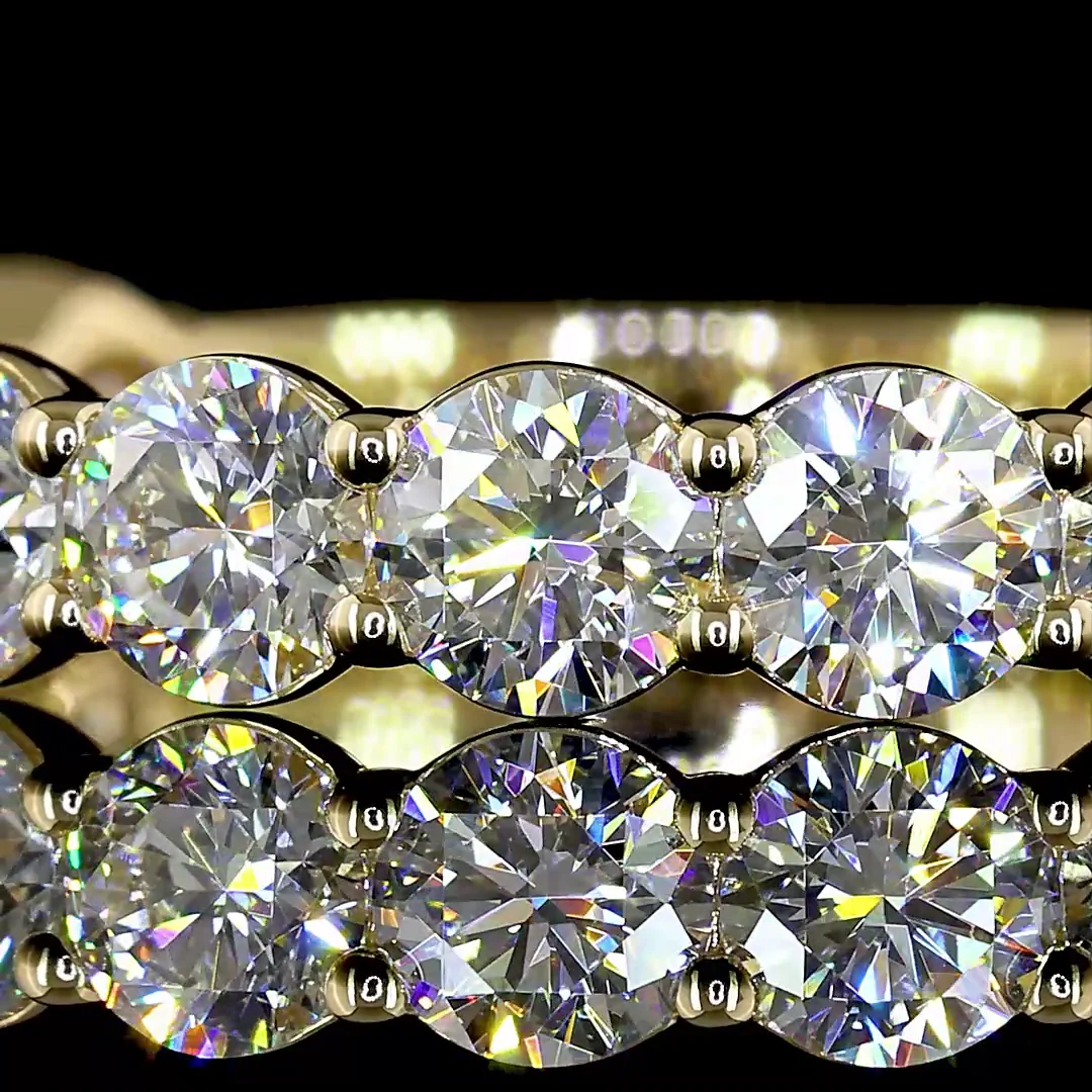 2.29 Cts 14k Yellow Gold Round Shape 3/4 Band Eternity Band - Image 3