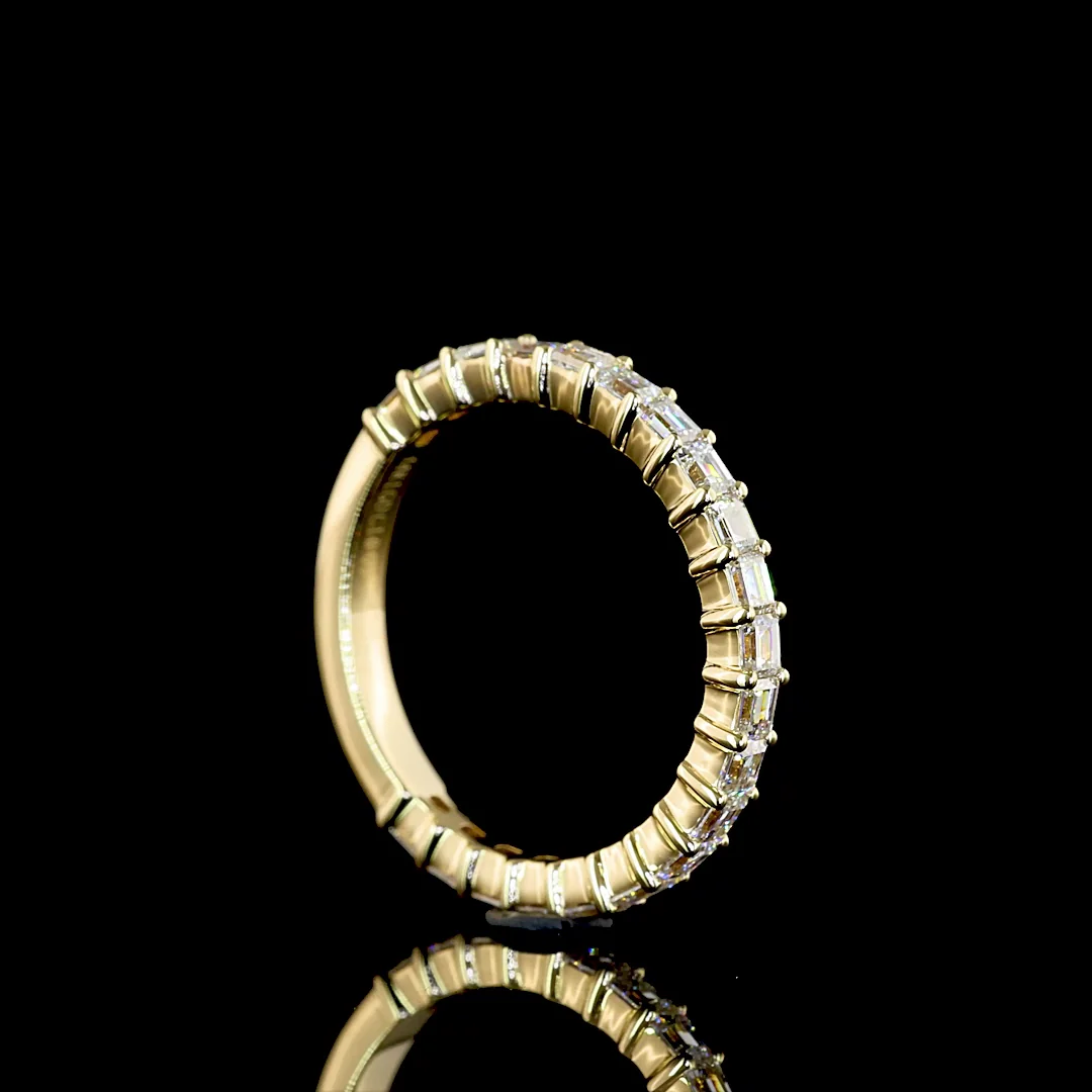 0.63 Cts 14k Yellow Gold Baguette Shape 3/4 Band Earring - Image 2