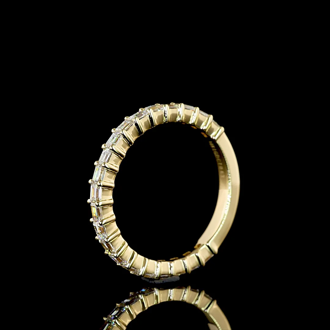 0.63 Cts 14k Yellow Gold Baguette Shape 3/4 Band Earring - Image 4