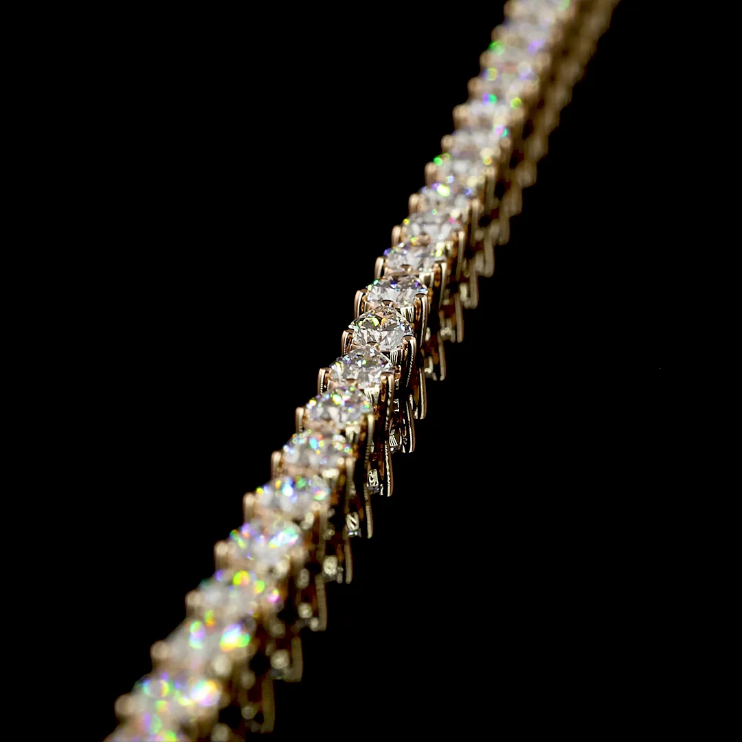 10.41 Cts 14k Rose Gold Pear Shape Tennis Necklace - Image 4