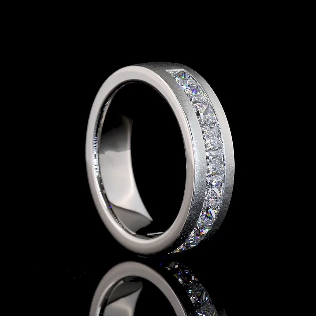 1.82 Cts Platinum Princess Shape Half Eternity Eternity Band - Image 2