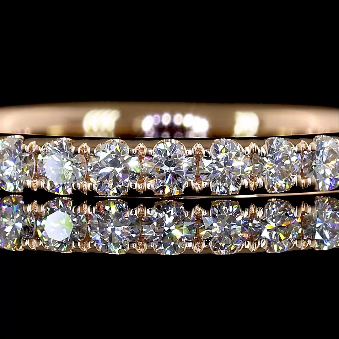 0.42 Cts 14k Rose Gold Round Shape 3/4 Band Eternity Band - Image 3