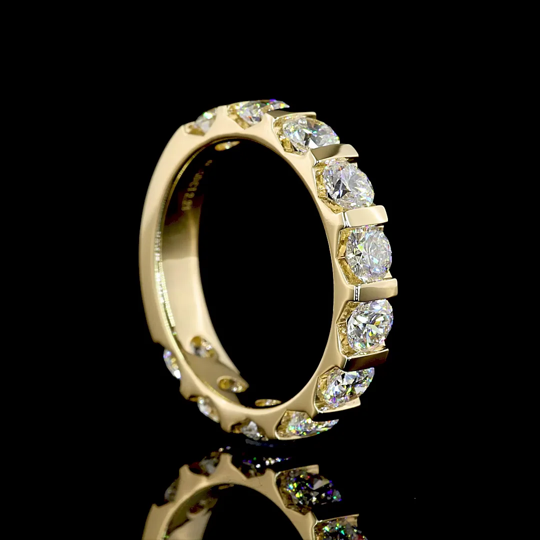 2.2 Cts 14k Yellow Gold Round Shape 3/4 Band Eternity Band - Image 2