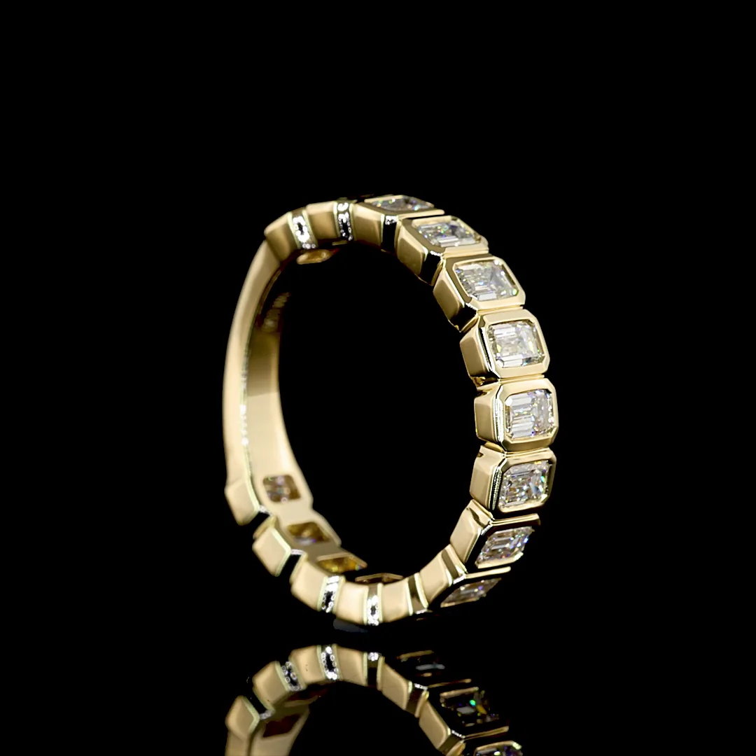 1.58 Cts 14k Yellow Gold Emerald Shape 3/4 Band Eternity Band - Image 2