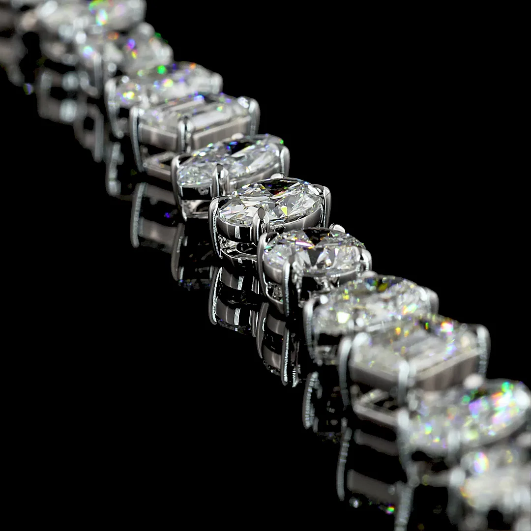 33.24 Cts 14k White Gold Oval Shape Station Necklace - Image 2