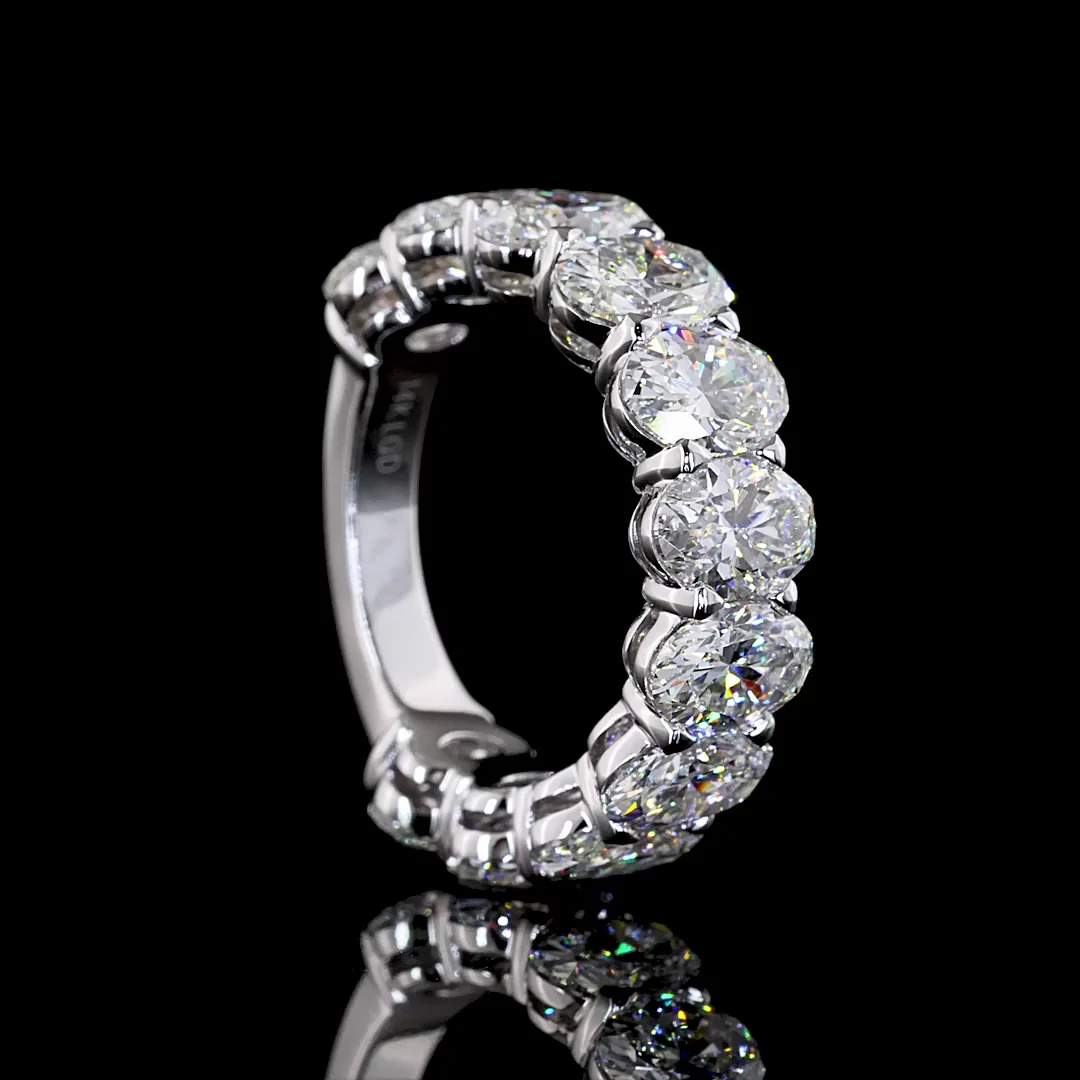 6.16 Cts 14k White Gold Oval Shape 3/4 Band Eternity Band - Image 2