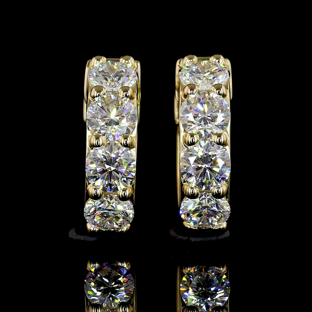 0.83 Cts 14k Yellow Gold Round Shape Huggies Earring - Image 3