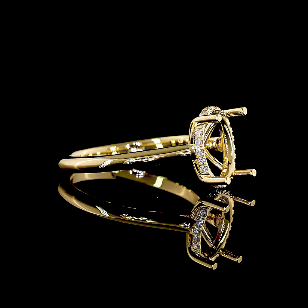 0.09 Cts 18k Yellow Gold Shape Hidden Halo Ring - Image 3