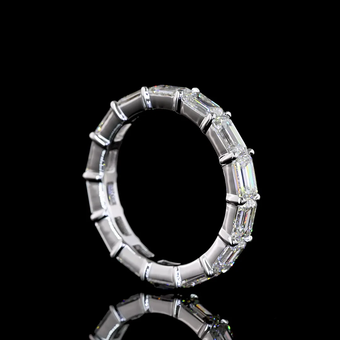 3.71 Cts 18k White Gold Emerald Shape Eternity Band Eternity Band - Image 2