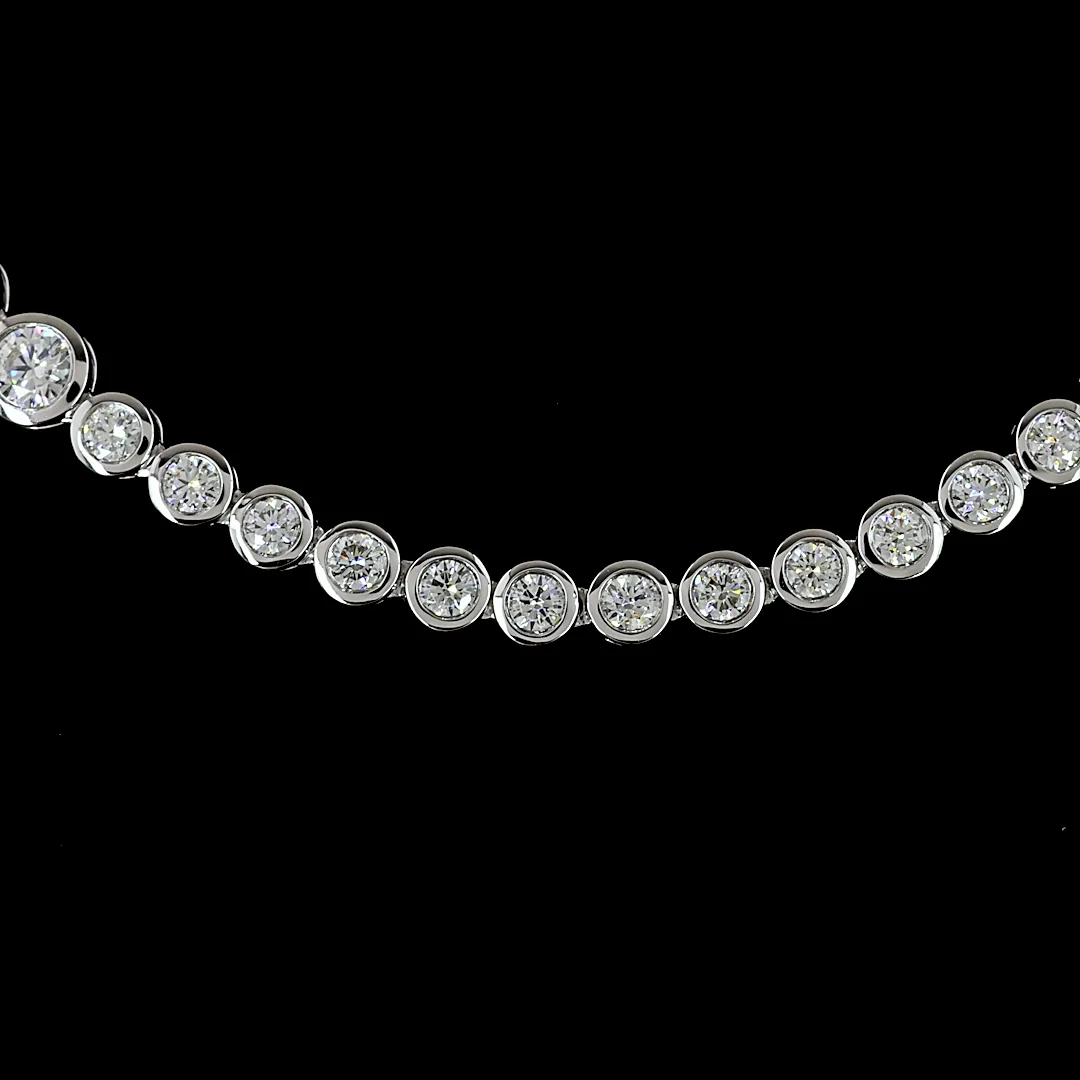 8.05 Cts 14k White Gold Round Shape Riviera Necklace - Image 3