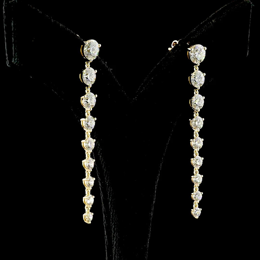 4.91 Cts 14k Yellow Gold Round Shape Hanging Earring - Image 2