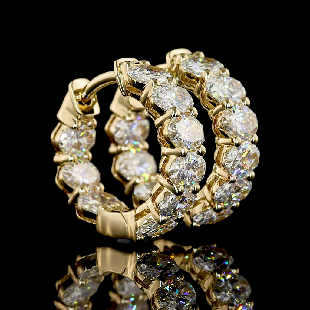 2.98 Cts 14k Yellow Gold Oval Shape Huggies Earring - Video