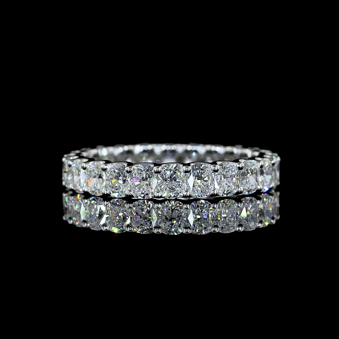 2.88 Cts Platinum Cushion Brilliant Shape Eternity Band Eternity Band - Video