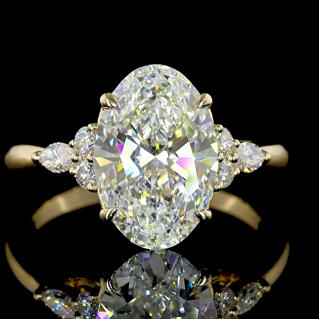 3.35 Cts 14k Yellow Gold Oval Shape Split Shank Ring - Image 3