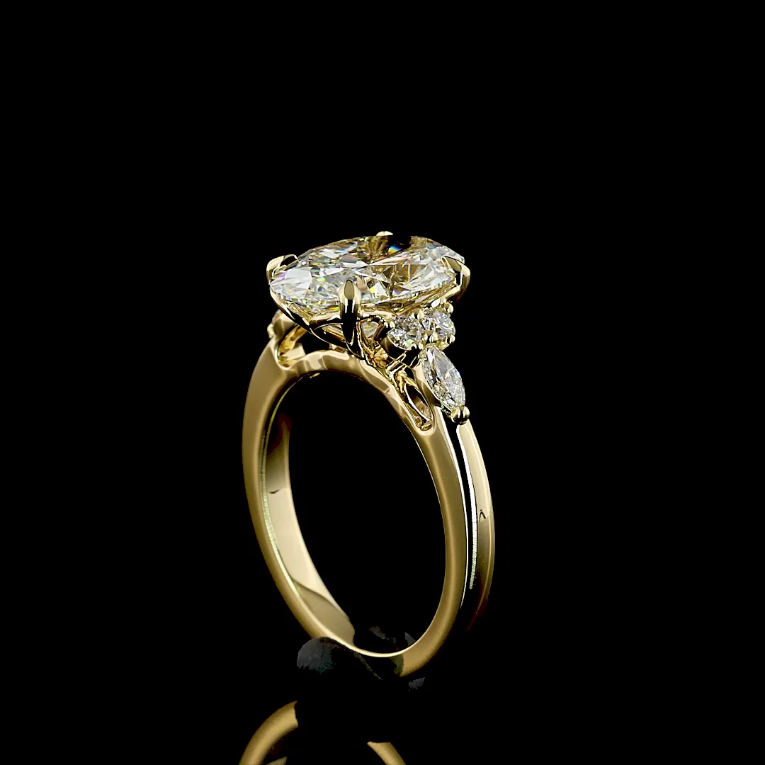 2.82 Cts 14k Yellow Gold Oval Shape Split Shank Ring - Image 2