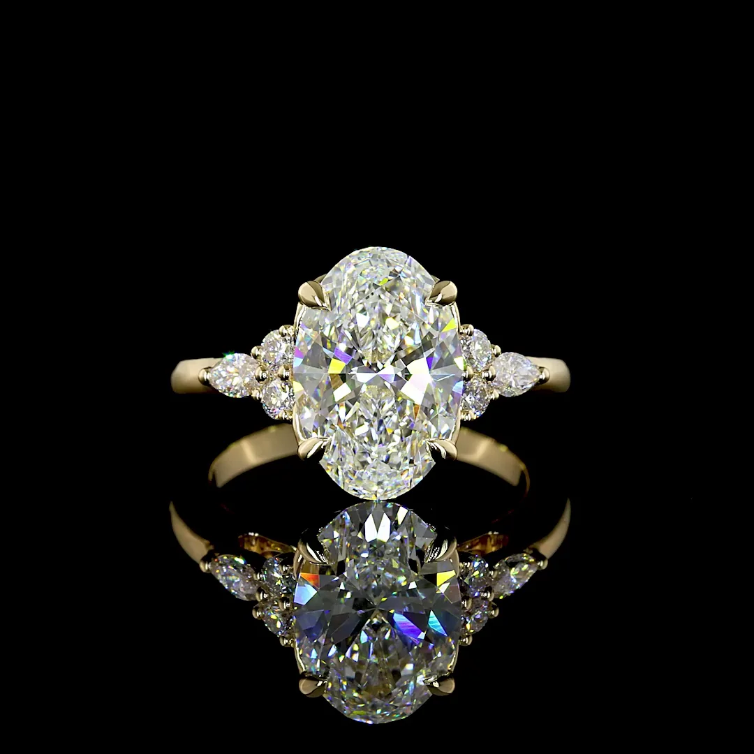 2.82 Cts 14k Yellow Gold Oval Shape Split Shank Ring - Video