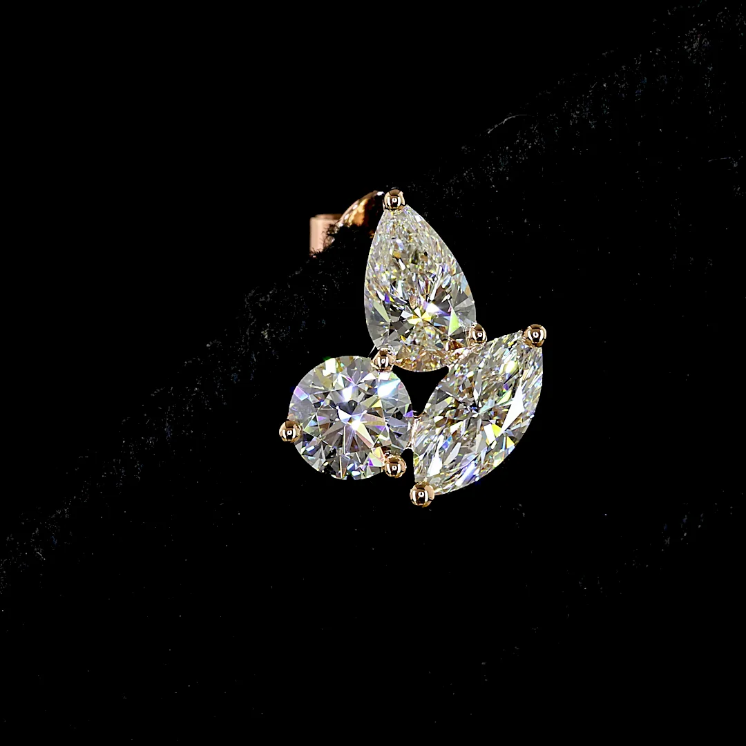 1.99 Cts 14k Rose Gold Marquise Shape Studs Earring - Image 3