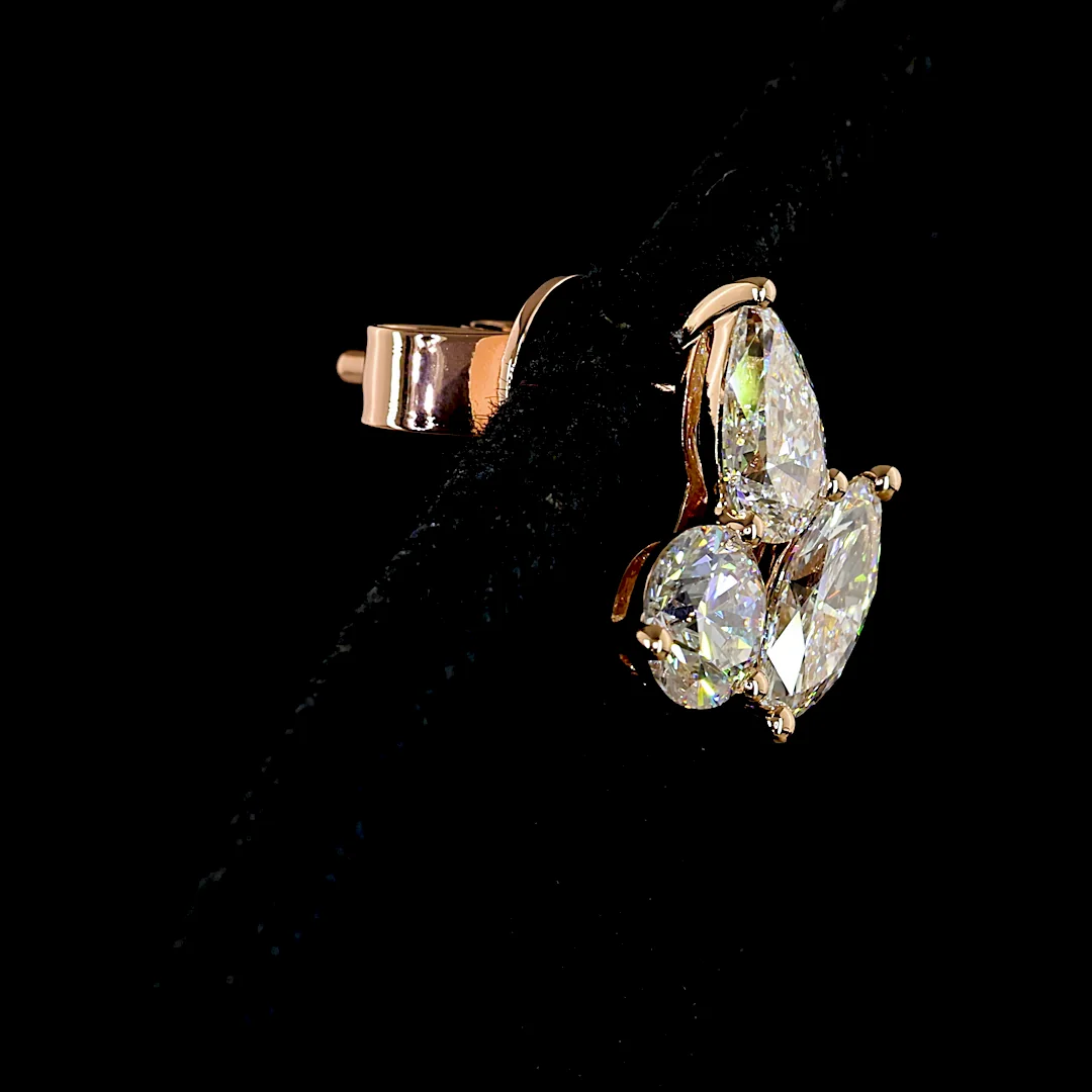 1.99 Cts 14k Rose Gold Marquise Shape Studs Earring - Image 4