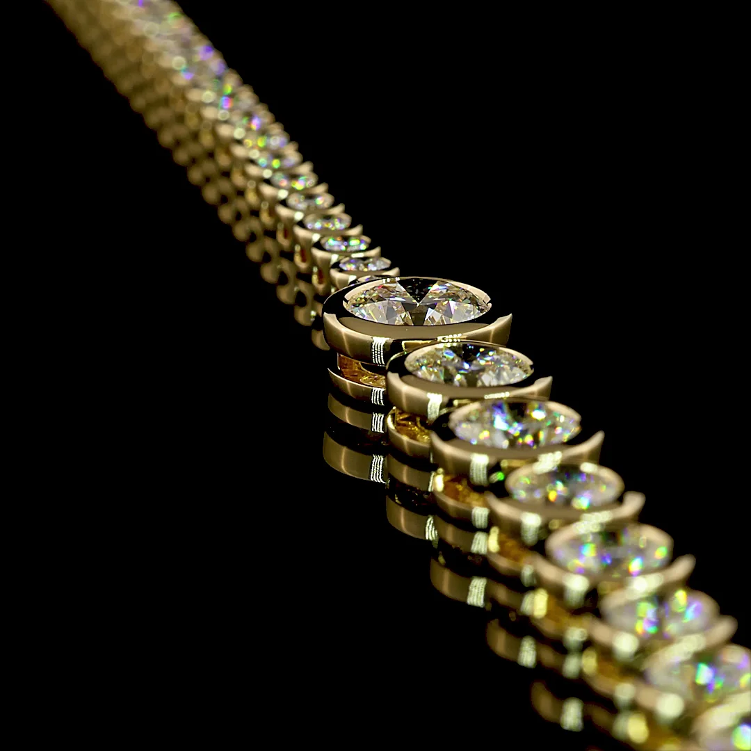 8.18 Cts 14k Yellow Gold Round Shape Riviera Necklace - Image 2