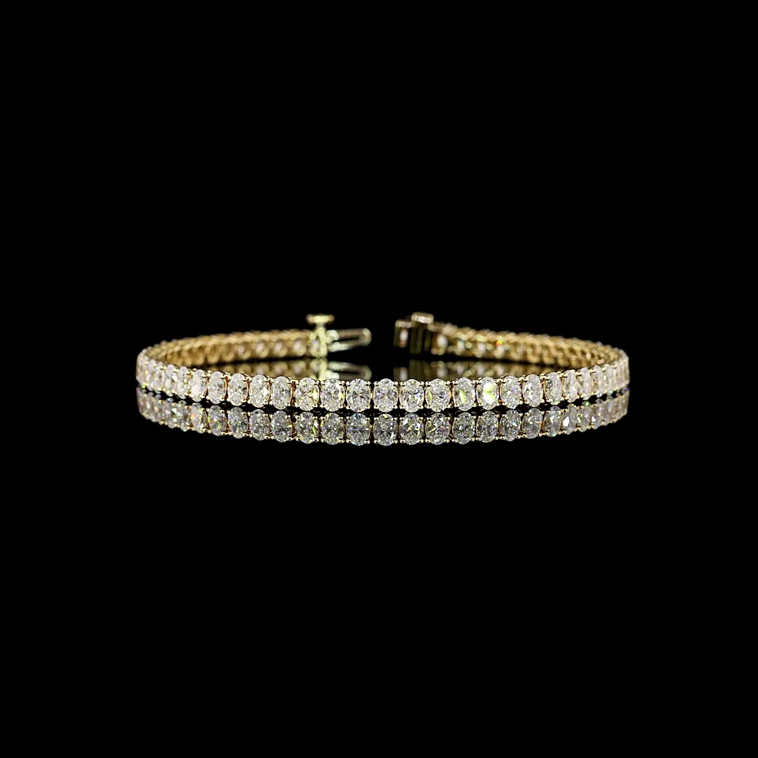 6.76 Cts 14k Yellow Gold Oval Shape Tennis Bracelet - Video