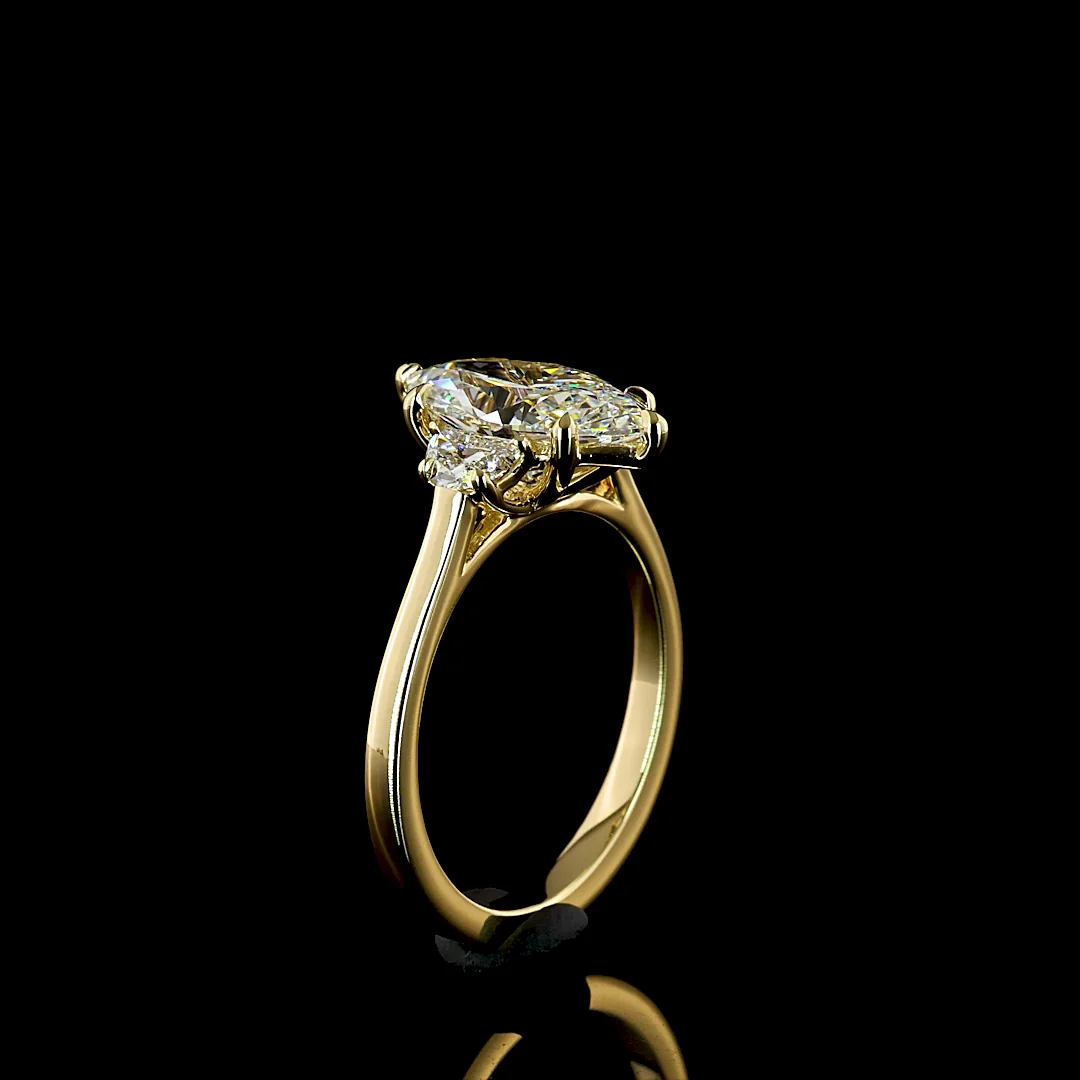 2.34 Cts 14k Yellow Gold Marquise Shape 3 Stones Ring - Image 4