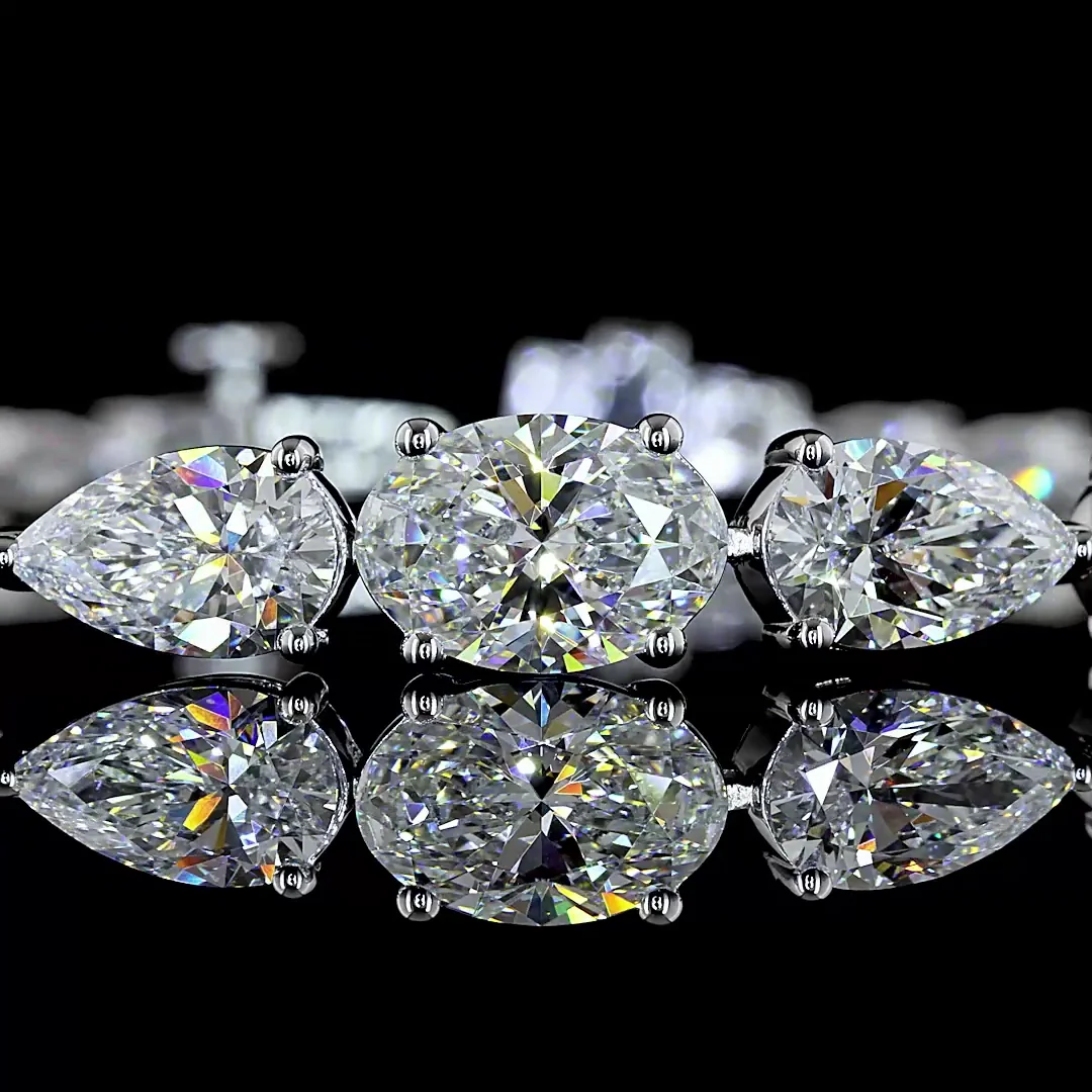 8.61 Cts 14k White Gold Pear Shape Tennis Bracelet - Image 2