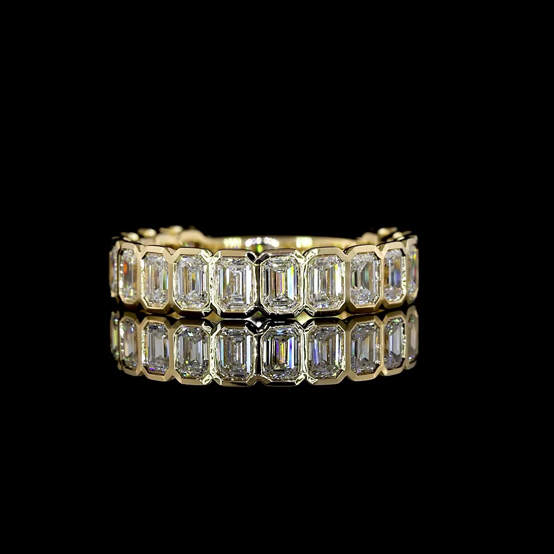 2.11 Cts 14k Yellow Gold Emerald Shape Half Eternity Eternity Band - Video