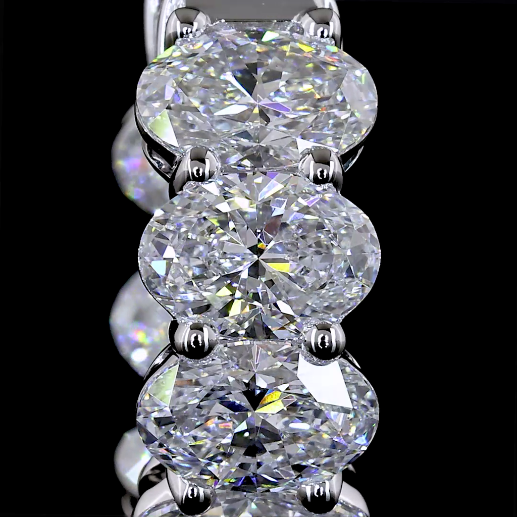 4.96 Cts 14k White Gold Oval Shape Huggies Earring - Image 2