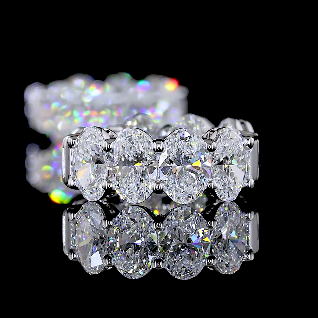 4.96 Cts 14k White Gold Oval Shape Huggies Earring - Image 4