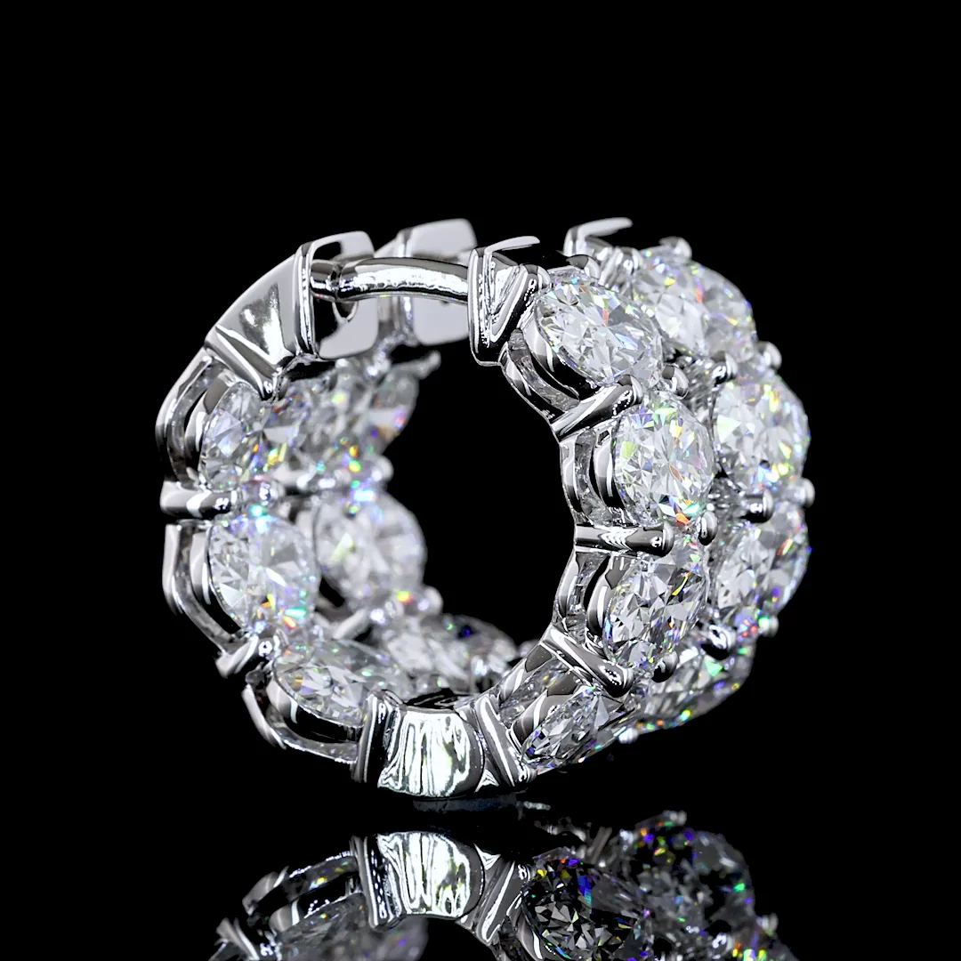 4.96 Cts 14k White Gold Oval Shape Huggies Earring - Video
