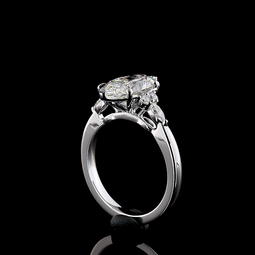 2.72 Cts 14k White Gold Marquise Shape Special Ring - Image 2