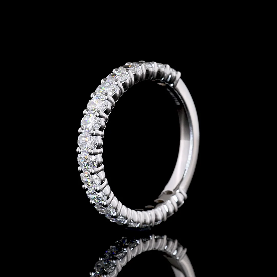 1.33 Cts 14k White Gold Oval Shape 3/4 Band Eternity Band - Image 4