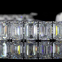 35.64 Cts 14k White Gold Emerald Shape Tennis Bracelet - Image 2