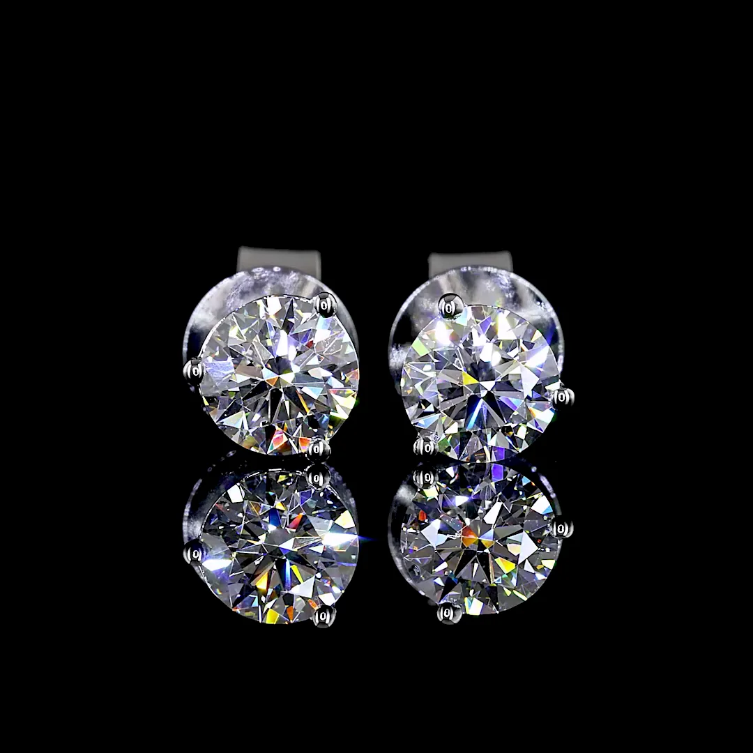 1.01 Cts 14k White Gold Round Shape Studs Earring - Image 3
