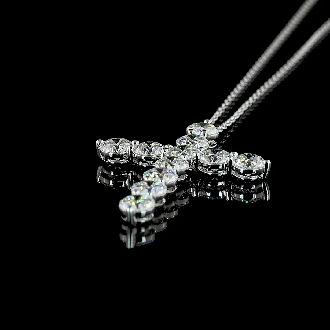 3.02 Cts 14k White Gold Round Shape Symbol Pendant - Image 4