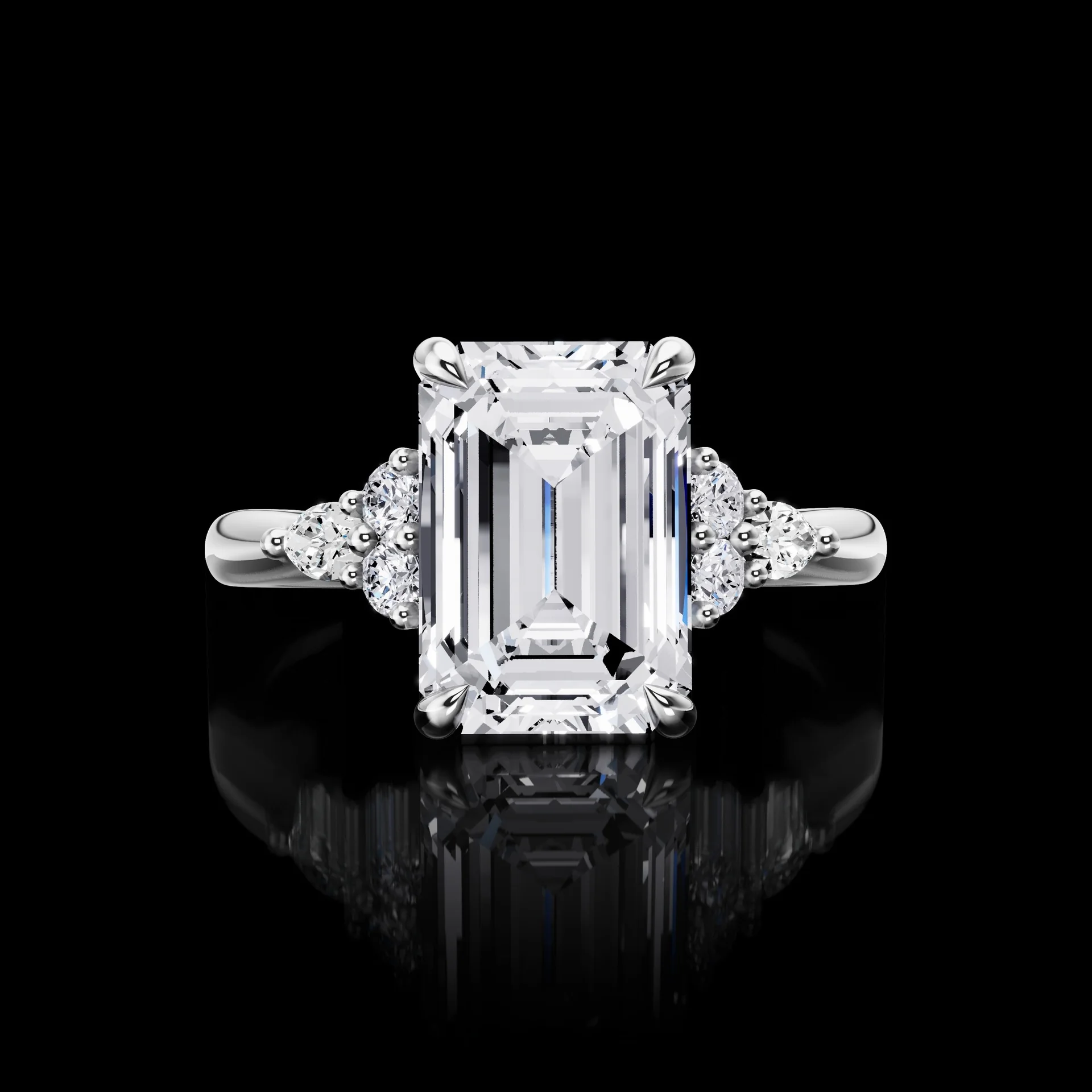 3 Cts 14k White Gold Emerald Shape Special Ring - Video