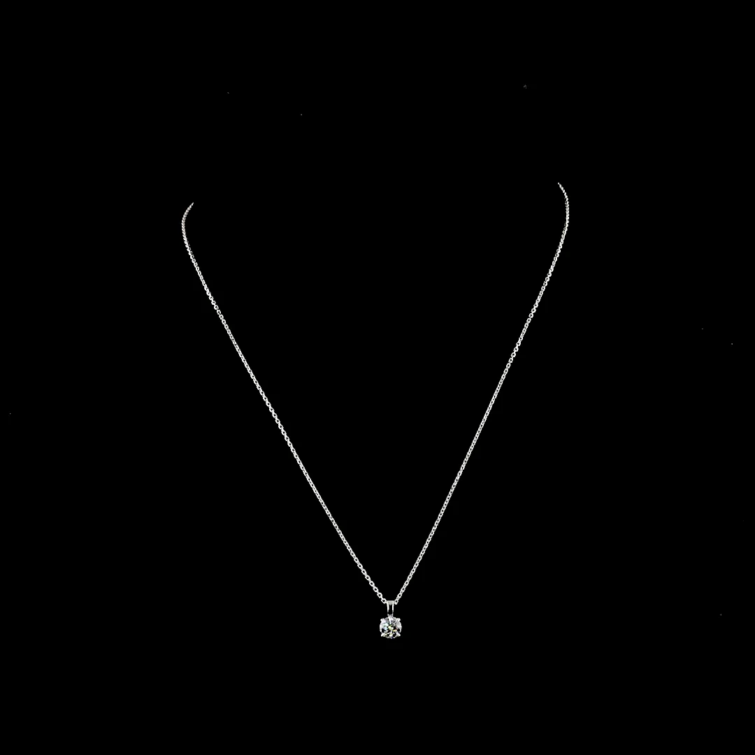0.52 Cts 14k White Gold Round Shape Solitaire Pendant - Video