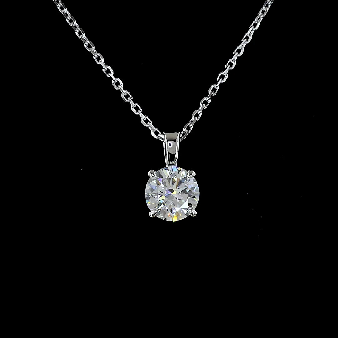 0.72 Cts 14k White Gold Round Shape Solitaire Pendant - Image 3