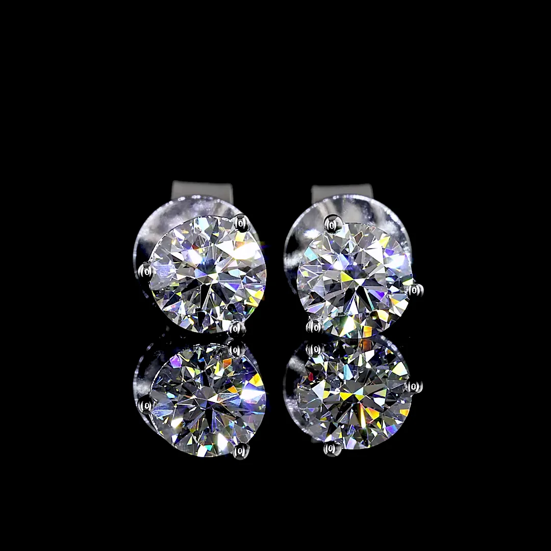 0.81 Cts 14k White Gold Round Shape Martini Earring - Image 3