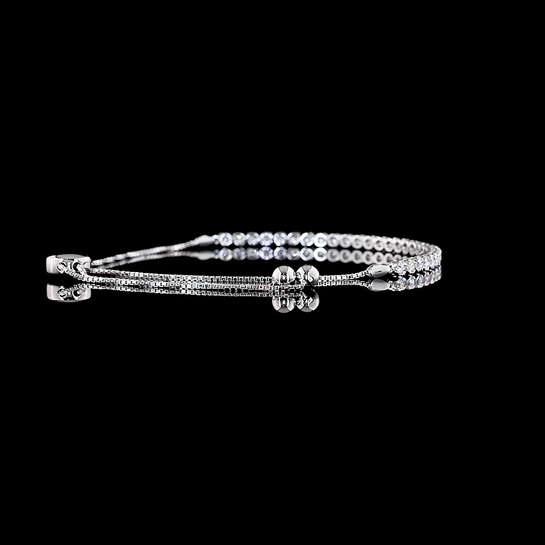 0.9 Cts 14k White Gold Round Shape Tennis Bracelet - Image 2