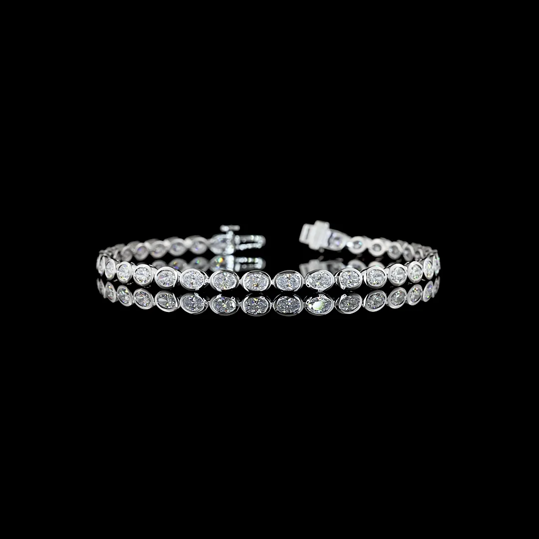 4.08 Cts 14k White Gold Oval Shape Tennis Bracelet - Video