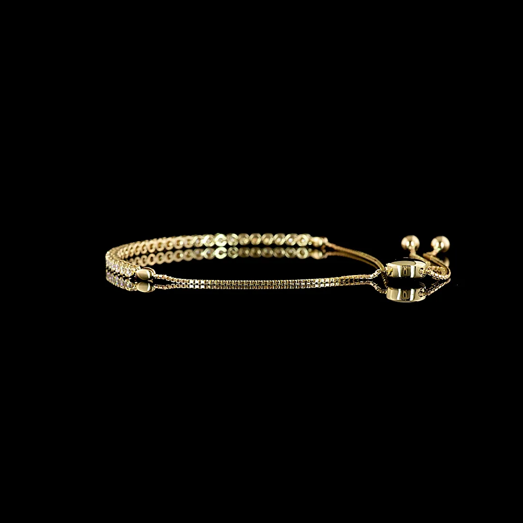 0.86 Cts 14k Yellow Gold Round Shape Tennis Bracelet - Image 2