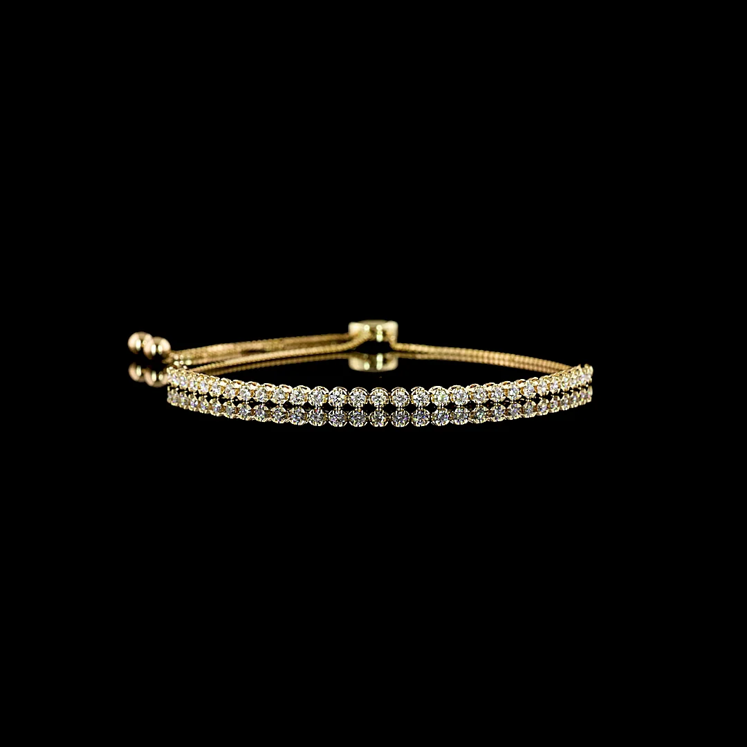 0.86 Cts 14k Yellow Gold Round Shape Tennis Bracelet - Video