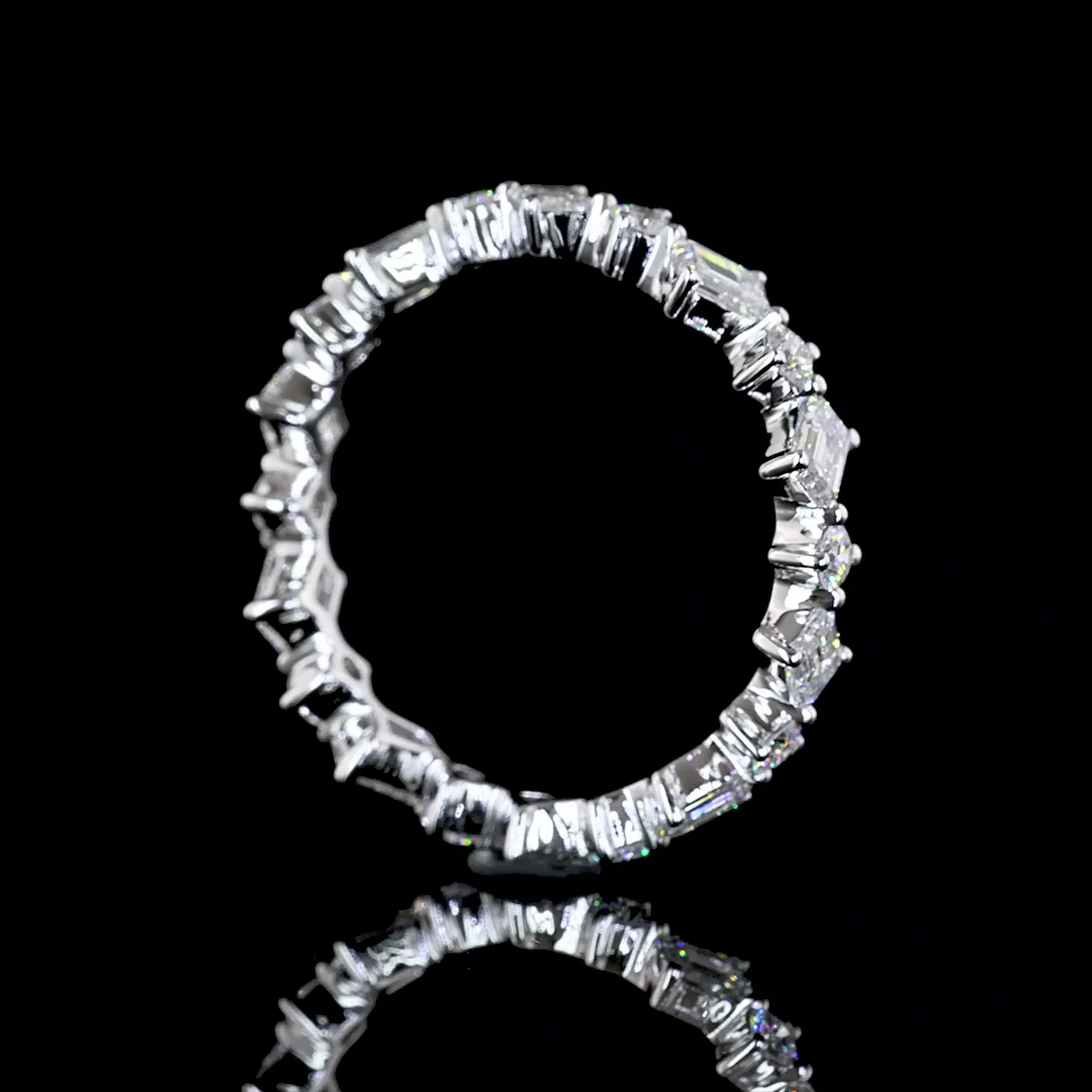 1.19 Cts 14k White Gold Emerald Shape Eternity Band Eternity Band - Image 2