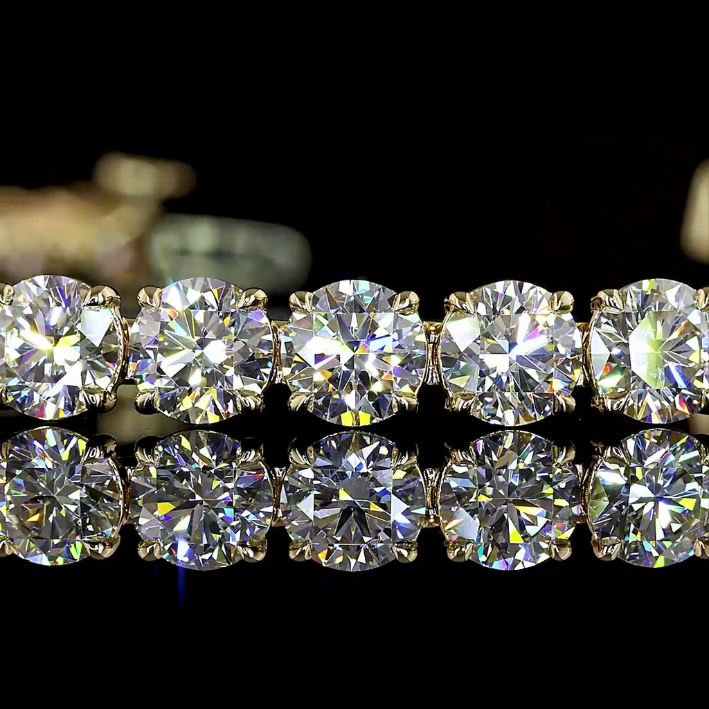 11.97 Cts 14k Yellow Gold Round Shape Tennis Bracelet - Image 2