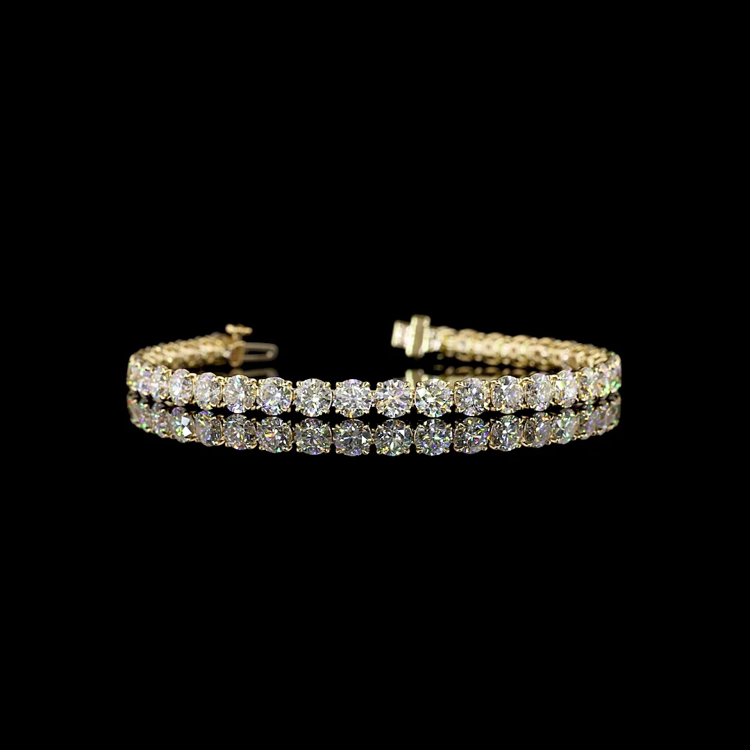 11.97 Cts 14k Yellow Gold Round Shape Tennis Bracelet - Video