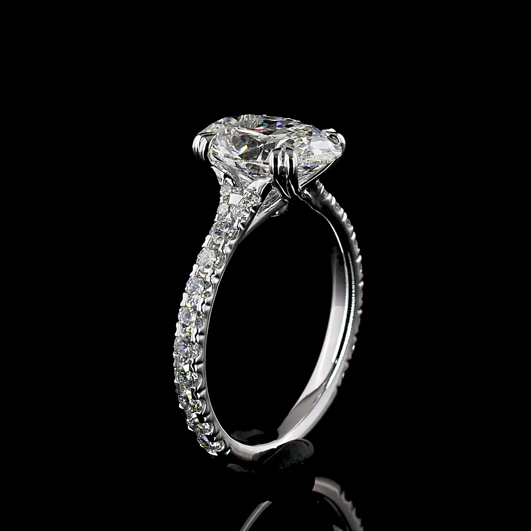 3.16 Cts 14k White Gold Round Shape Hidden Halo Ring - Image 4