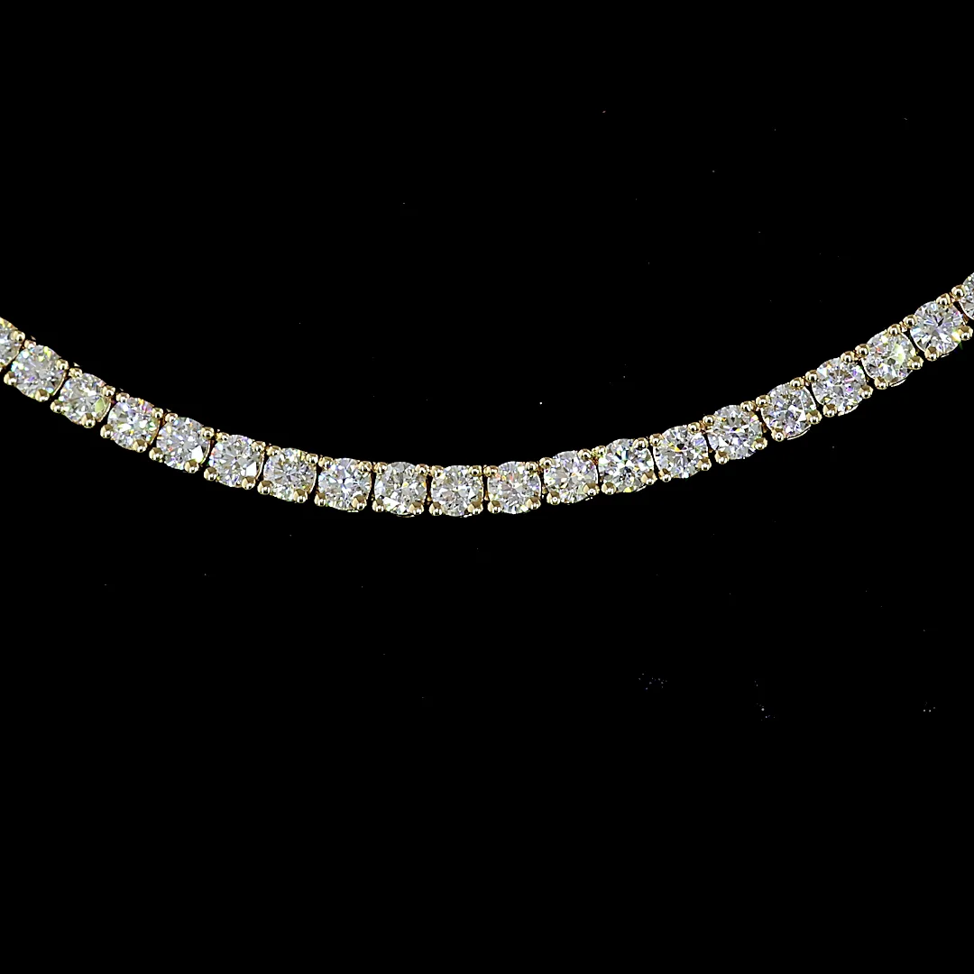 4.98 Cts 14k Yellow Gold Round Shape Tennis Necklace - Image 3